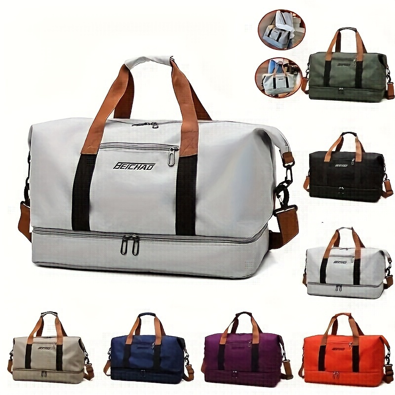 

Trendy Travel Bags Large Capacity Sports Bag Waterproof Messenger Bag Dry And Wet Seperation Tote Bag