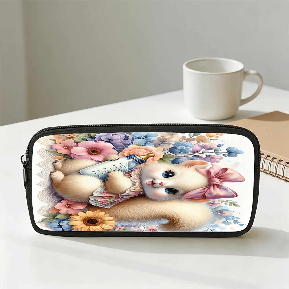 Large Zipper Squirrel Baby Pattern Printed Pencil Bag
