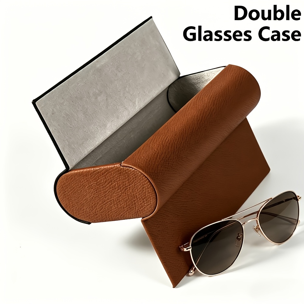 TEMU -layer Eyeglass Case, Sturdy Faux Leather Magnetic Glasses Holder Holds Of Glasses, Unisex Stylish Spectacle Storage