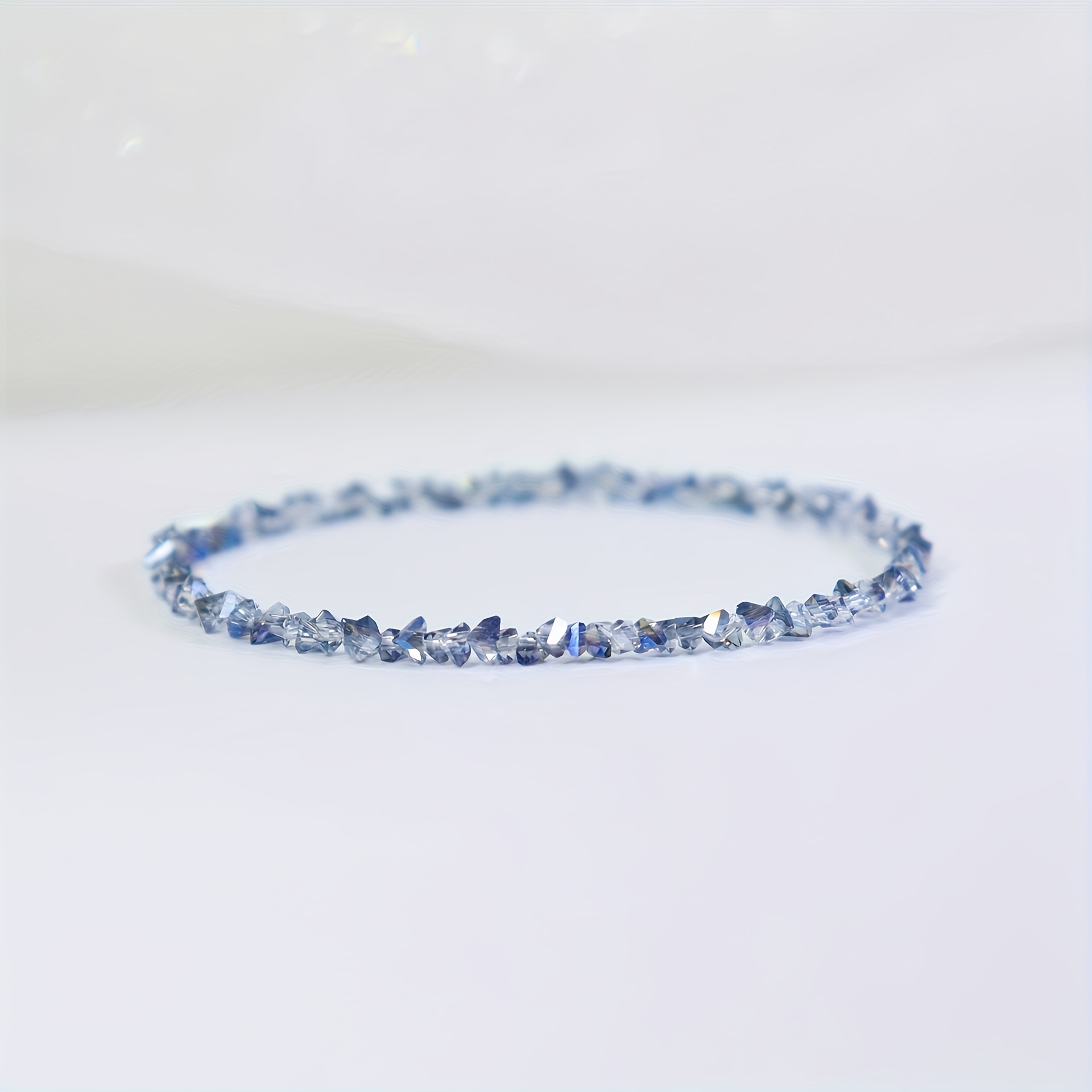 Ice Crystal Blue Bracelet for Women, Stackable Light Luxury Design