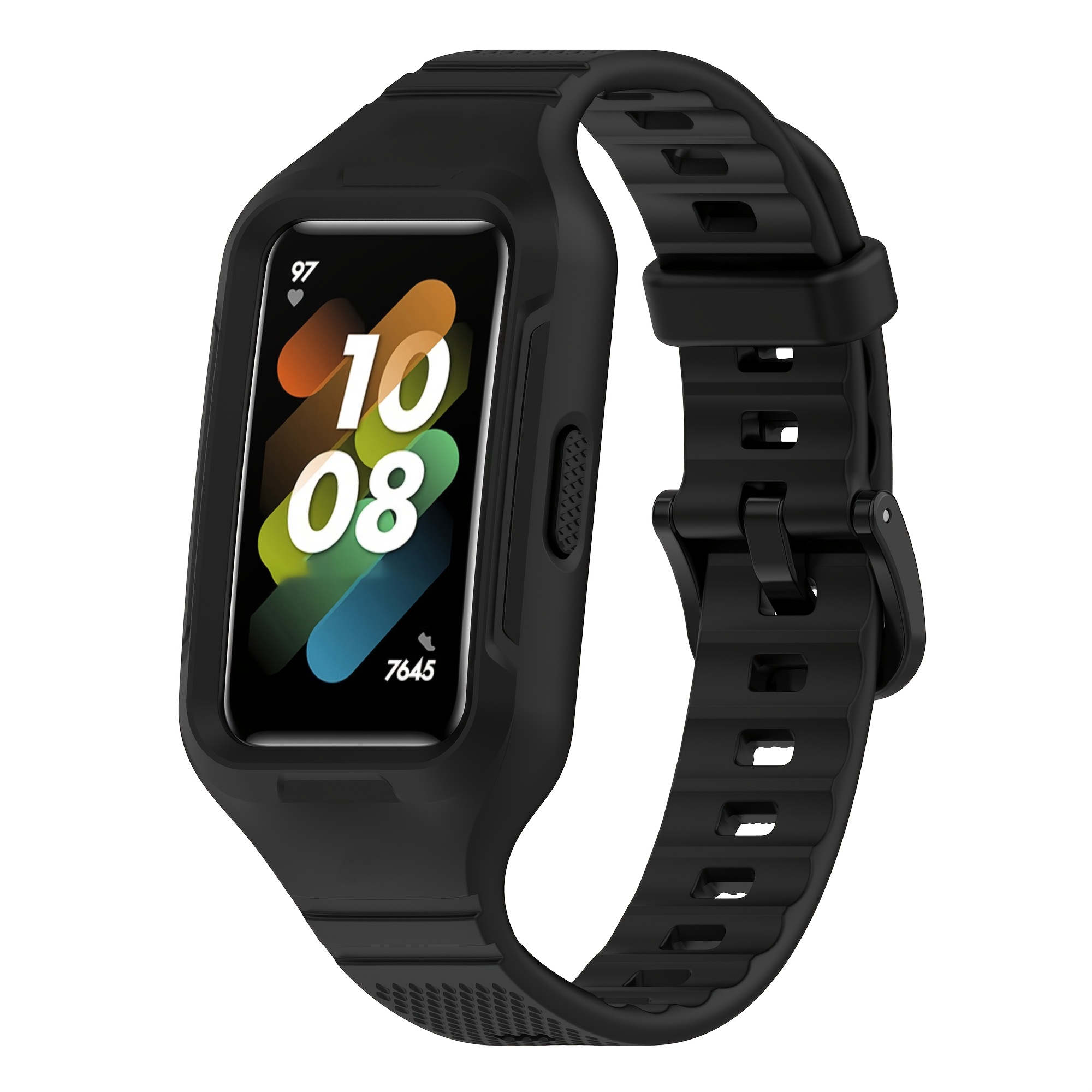 TEMU 1 pièce Compatible avec Huawei Band 10 6 Bracelet Intégrée, Bandeau de Remplacement Étanche à Boucle Réglable et Coque Sport Douce Respirante.