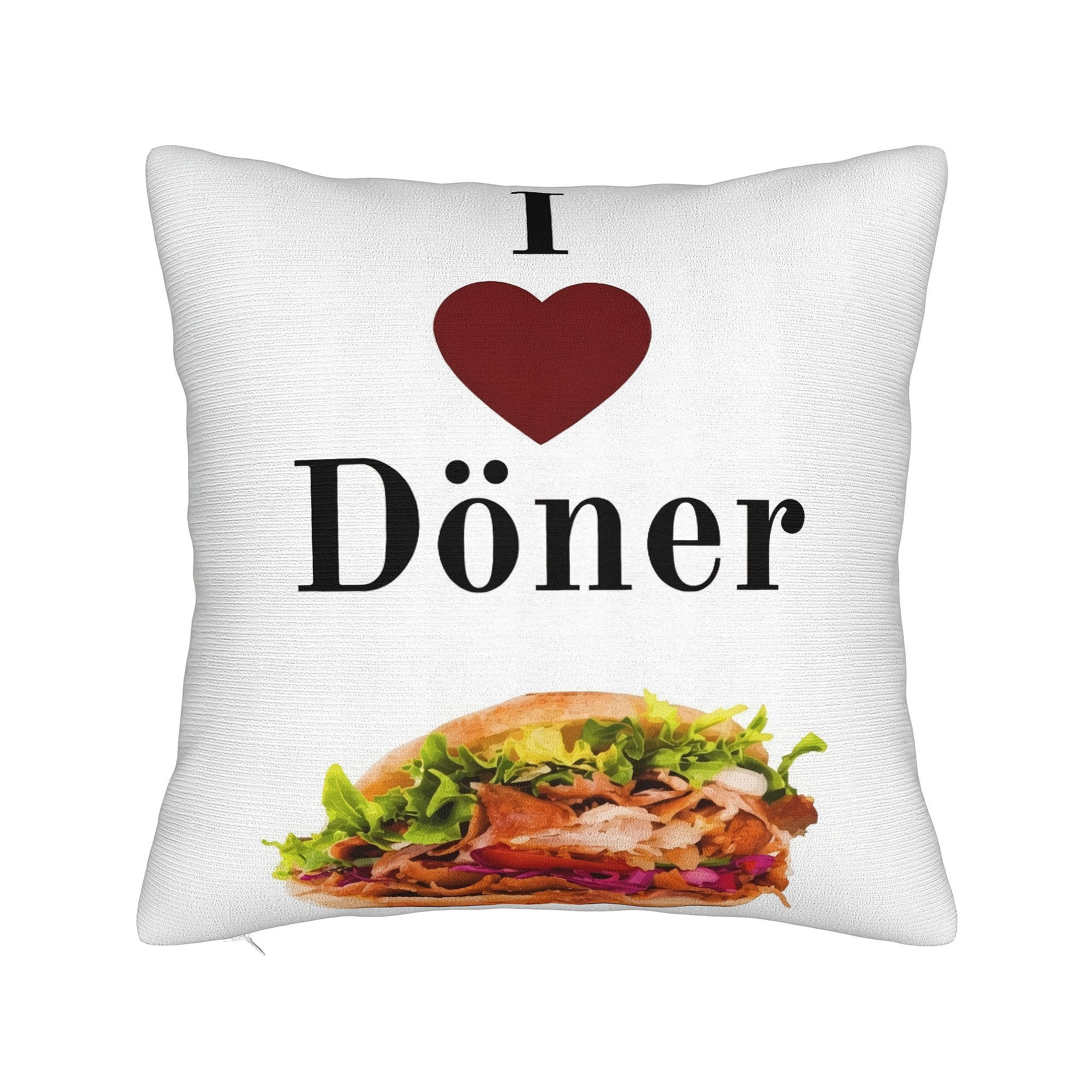 Image of I Love Turkish Kebab Design Decorative Pattern Pillowcase, Suitable For Living Room, Sofa, Bed, Office, Courtyard And Outdoor Decoration, Living Room Artist Home