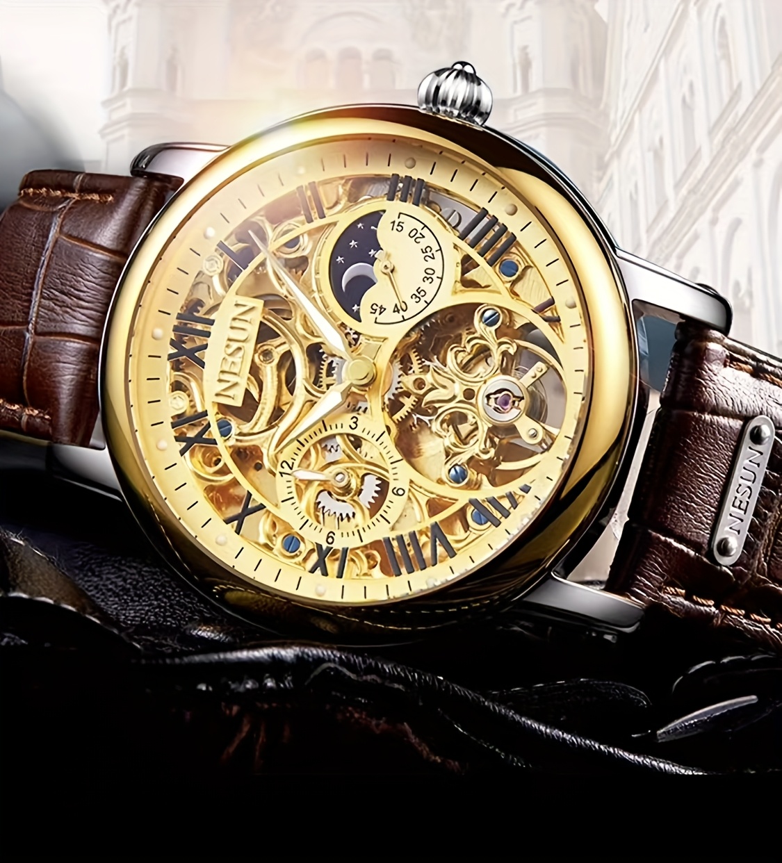 double sided hollowed mechanical watch automatic mens - Temu