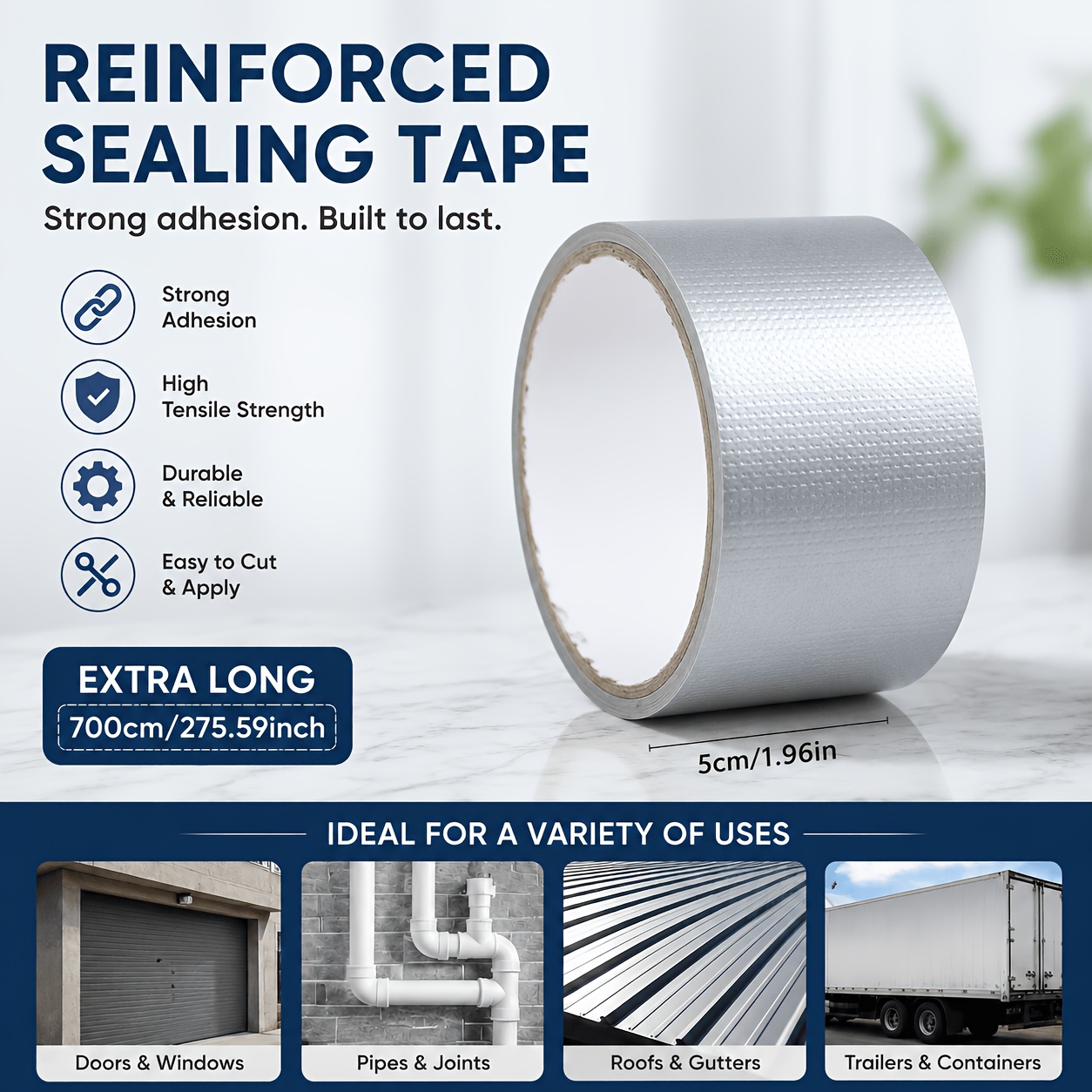 1 Roll, 375. Heavy-duty Aluminum Foil Tape - , Long-lasting And High . It An Instant Seal For Leak Repair. In A Convenient Roll Package With , Ideal For Repairing Pipes