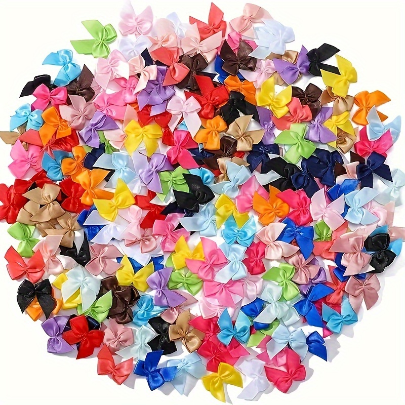 

120pcs Assorted Satin Ribbon Bows - Mini Pre-tied Bows For Diy Crafts, Hair Accessories, Sewing Appliques, Gift Decoration, No Feather - Crafting Satin Bows