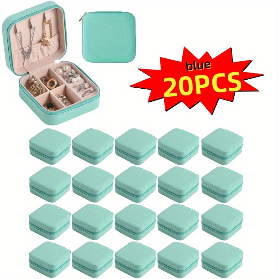 20pcs Mini Jewelry Box Set, Zippered Storage for Rings & Earrings