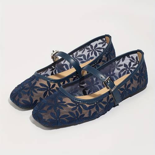 womens red floral embellished ballet flats breathable mesh slip resistant square toe summer shoes with round closure comfortable wide widths arch support for casual semi formal wear tpr sole synthetic cover insole