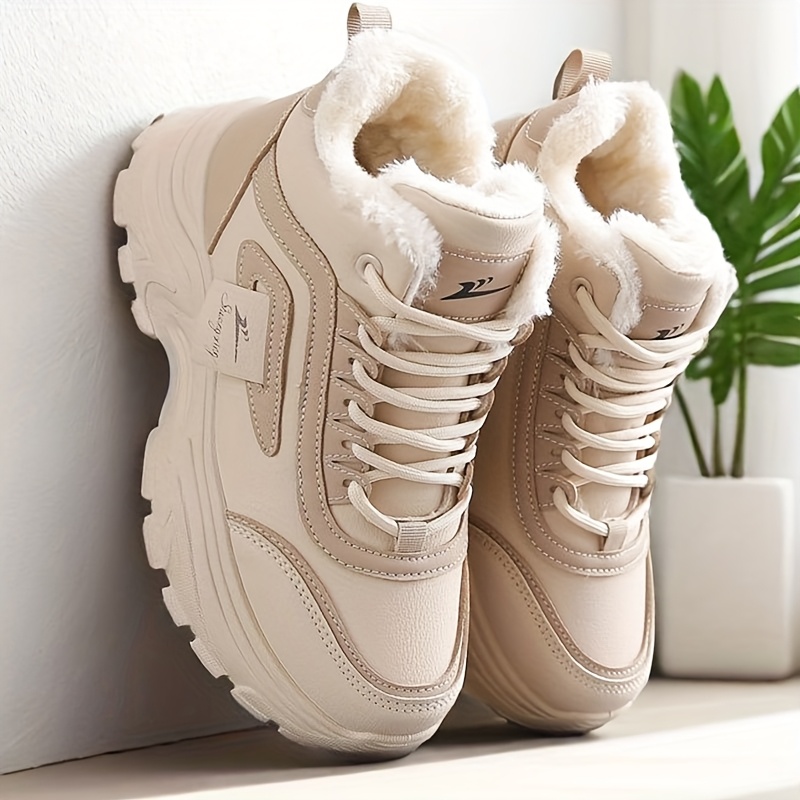 new womens high top fashionable casual winter warm fleece sports shoes easy and stylish versatile