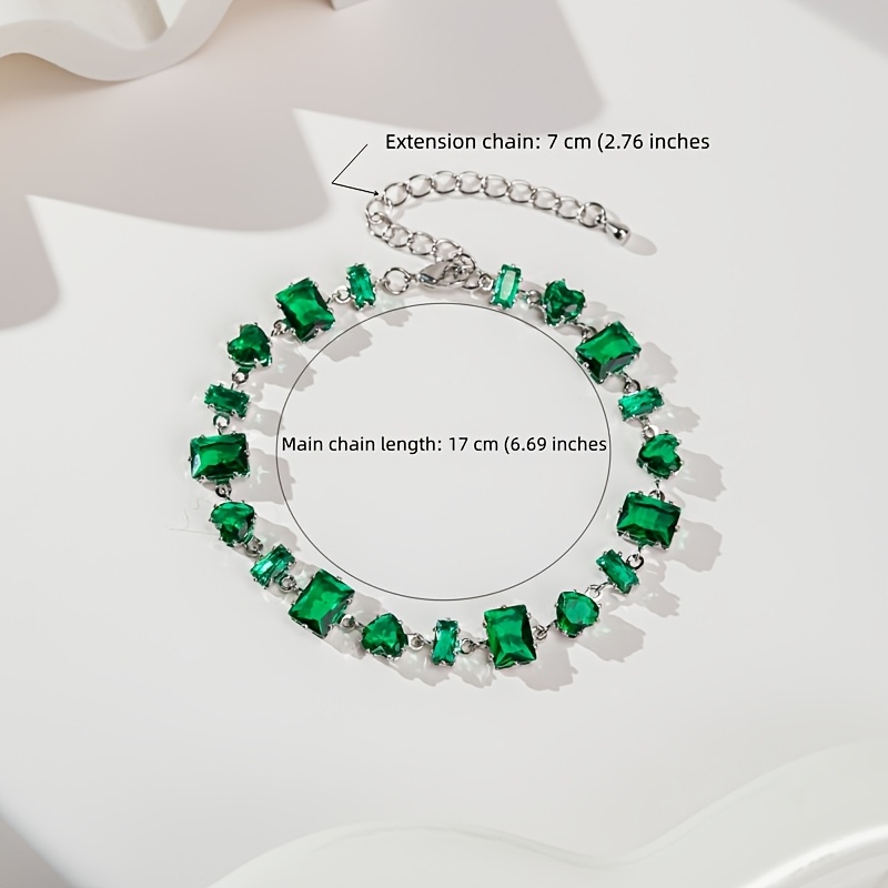 Women's Vintage Emerald Square Adjustable Tennis Bracelet