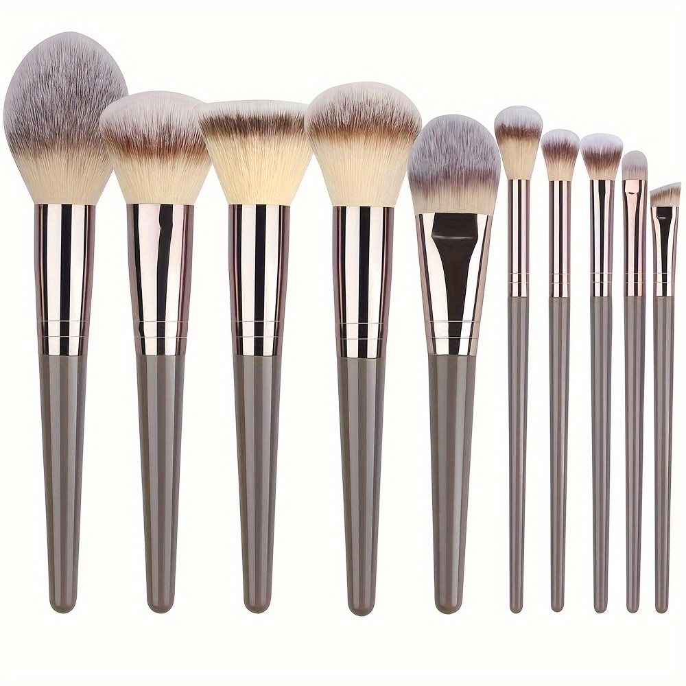 TEMU Luxurious Makeup Brush Set, Soft Nylon Bristles, All Types, Cruelty-free, Unscented, Brushes, Low Allergenic, Abs Plastic Handles, For Foundation, Contouring, Blending, Eye