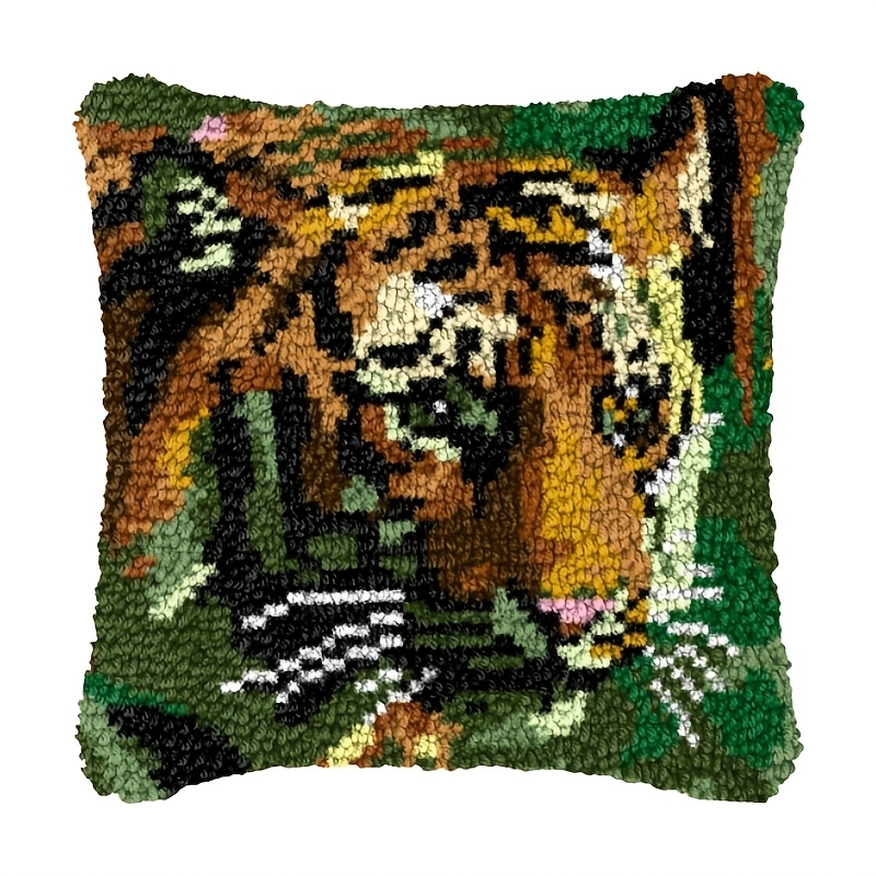 Latch Hook Kit for Adults with Wolf Pattern DIY Throw Pillow Cover