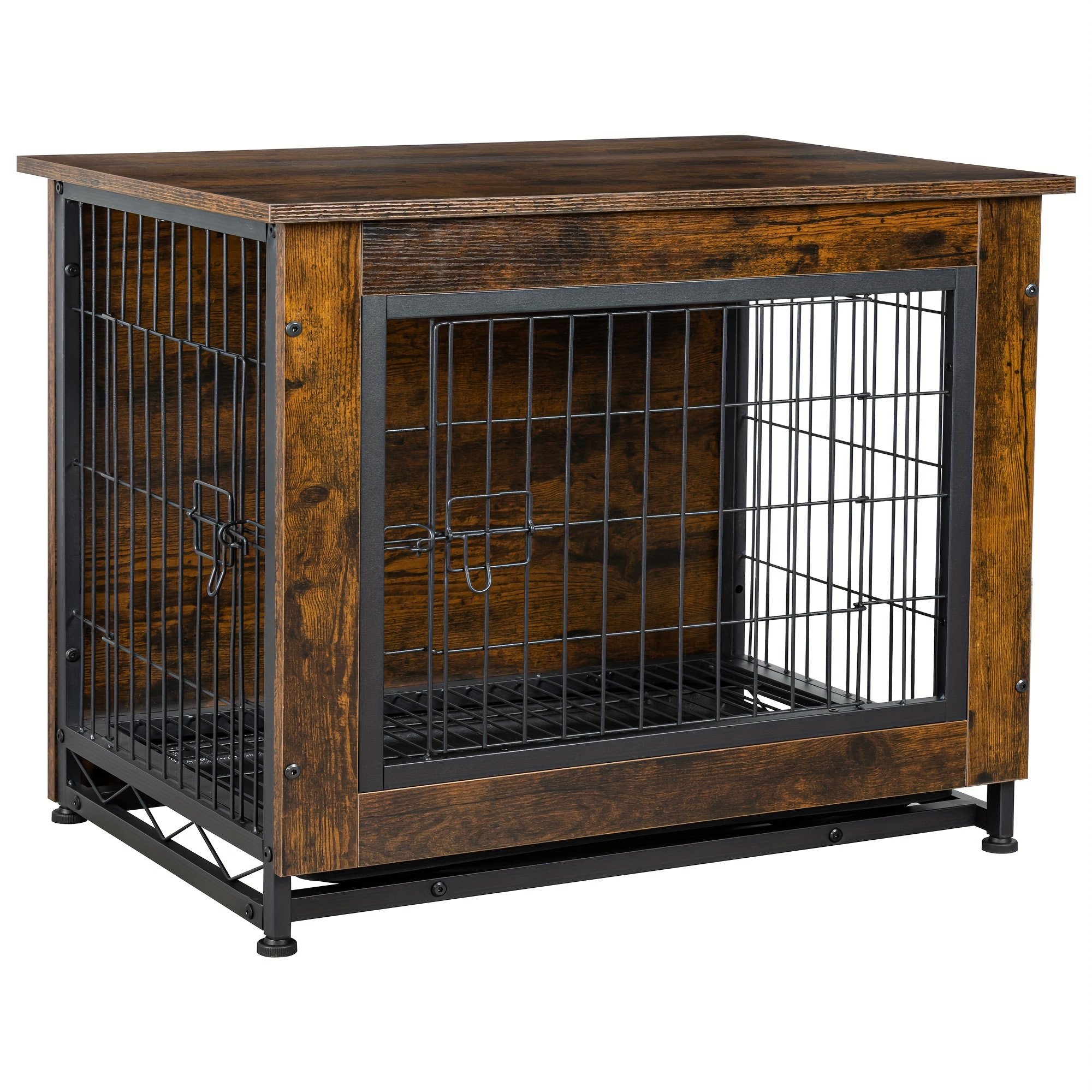 wooden dog crate furniture double door indoor dog Temu