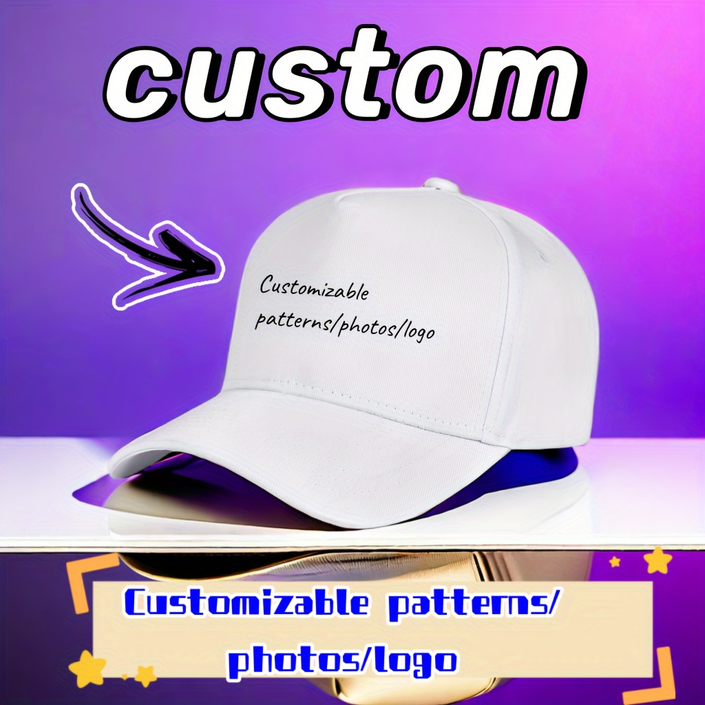 

Customizable Baseball Cap With Photo/logo/pattern Printing, Personalized Cotton Summer Hat, Adjustable 1 Size Fits Most For Outdoor Activities, Sports & Work