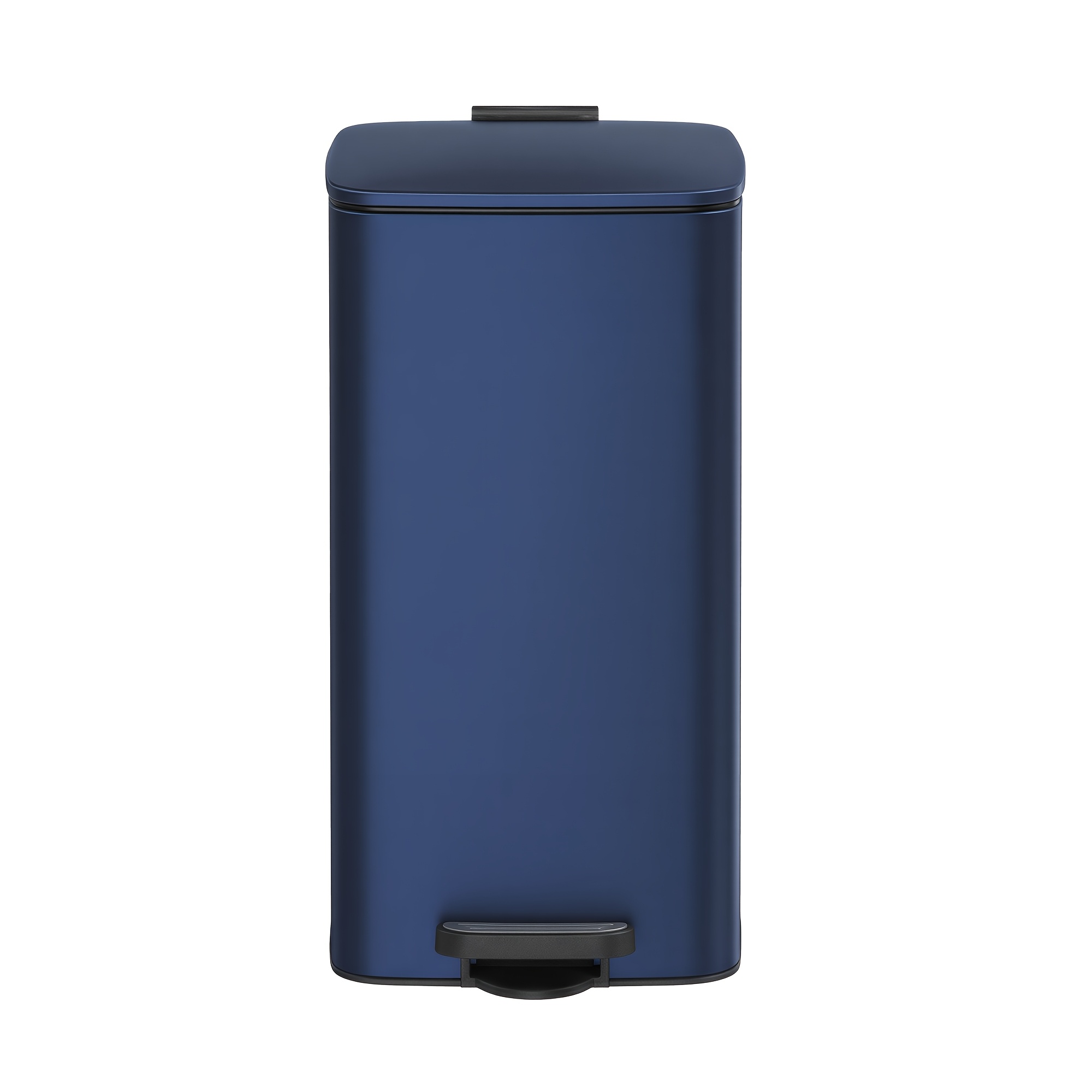TEMU Poubelle, Bac à ordures de 8 gallons, Poubelle de cuisine, 34 x 28,5 x 54,4 cm, Bleu nuit, Argenté