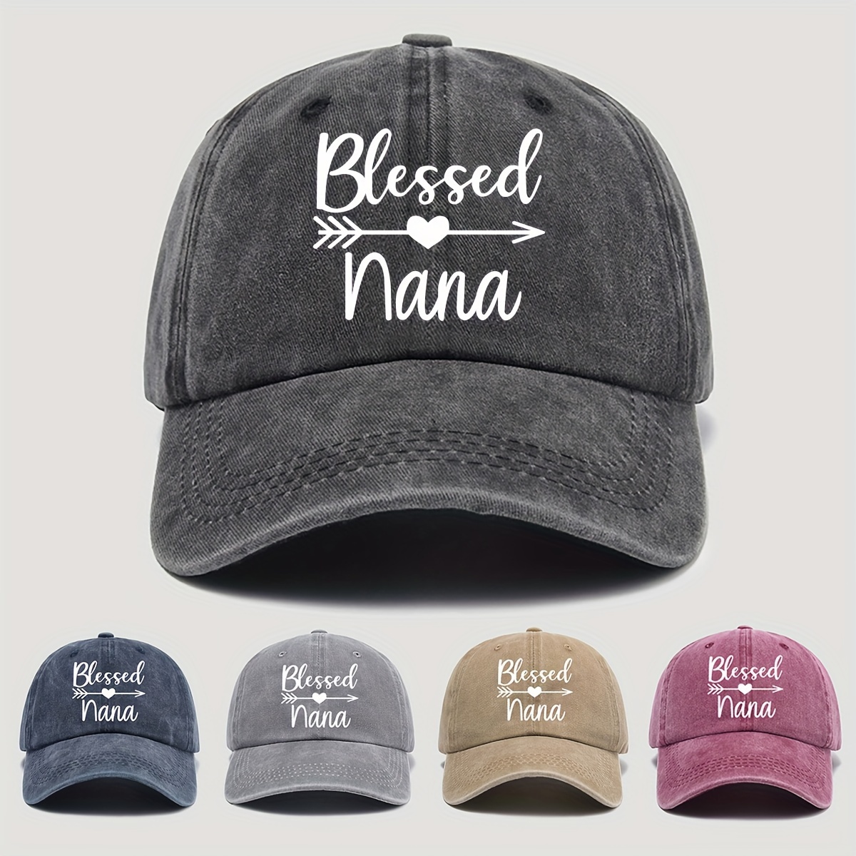 

Blessed Washed Denim Baseball Cap - Adjustable Sun Protection Hat In Black, Blue, , Pink, Purple & More, Sun Hat