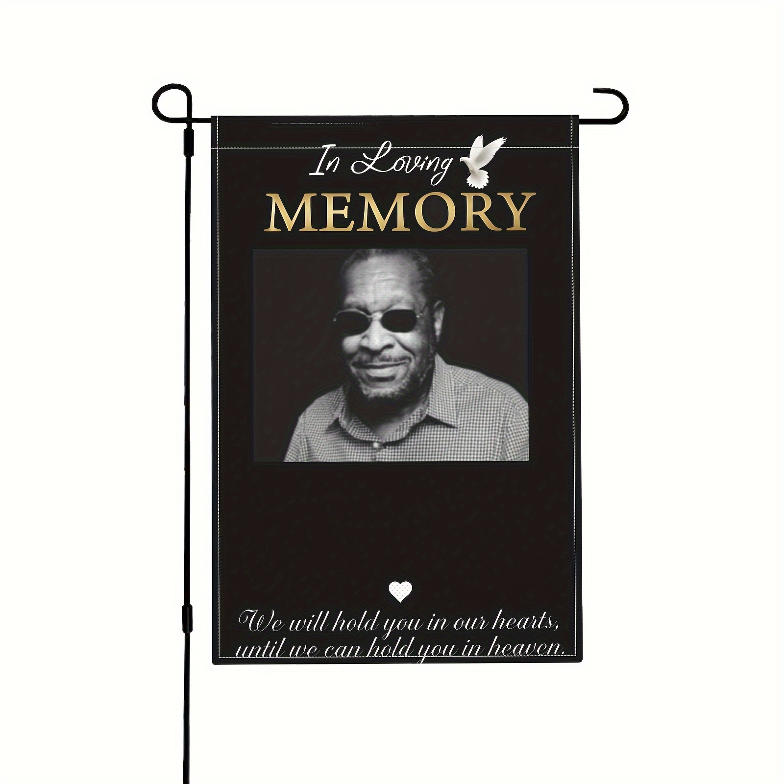 

1pc Personalized Commemorative Flag With Photo Memorial Garden Flag Love Memory Cemetery Garden Flag Memorial Gift Loss Of Relatives Lawn Yard Flag, 12x18 Inch Double Sided (no Flagpole)