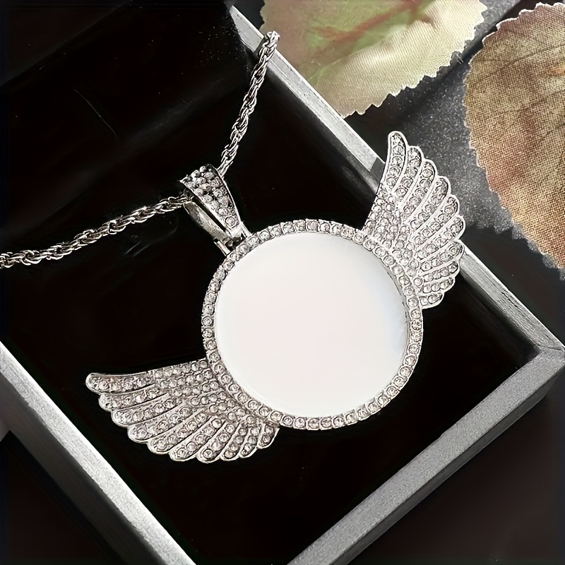 TEMU 1pc Photo Necklace - Photo Locket With Wing Frame Pendant, Interchangeable Picture Chain For , Wedding/anniversary/christmas Gift, Bohemian-style Jewelry To Carry Your Own Photo ( Wear)
