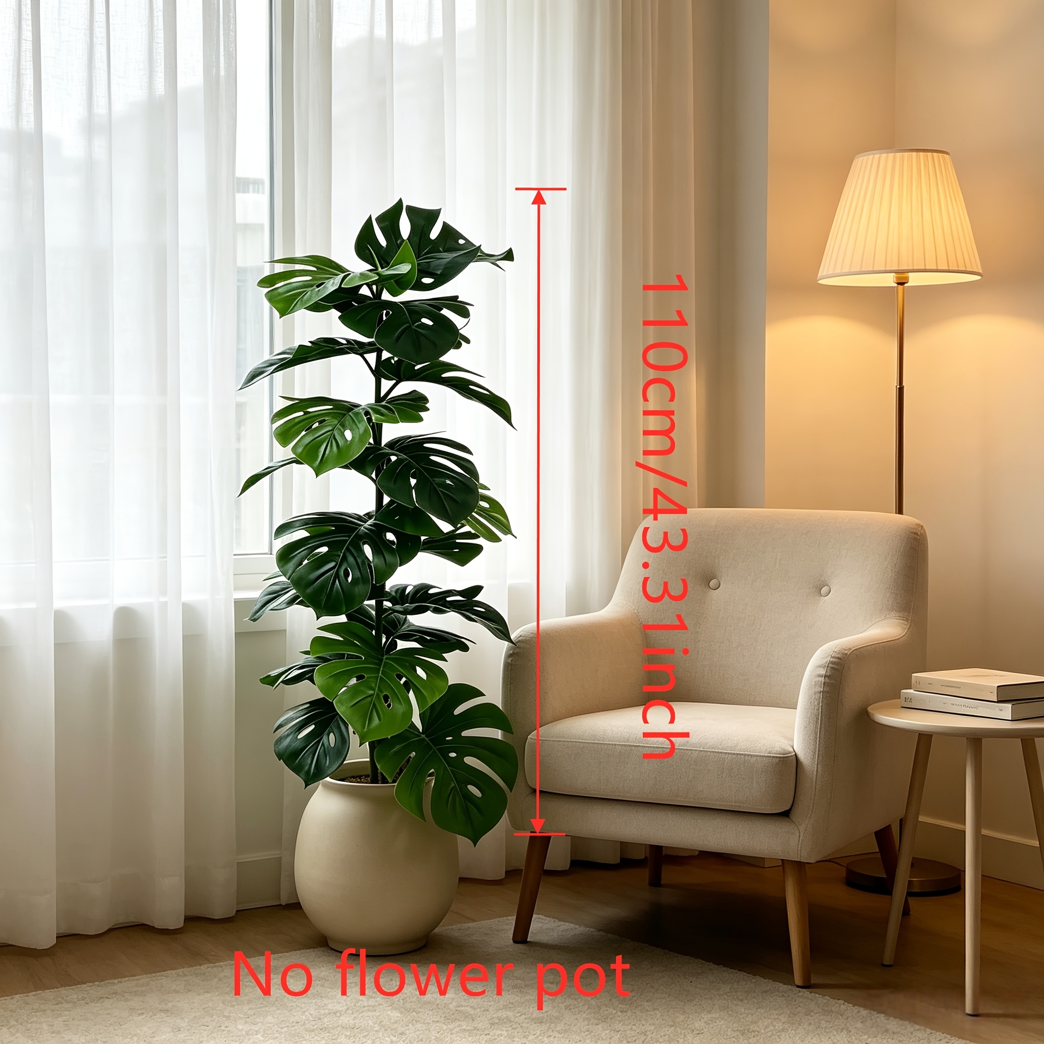 TEMU 110cm/43.31inch Artificial Indoor Floor-standing Decorative Green Plant For Christmas And Halloween, For Living Room, Entryway, And Corner