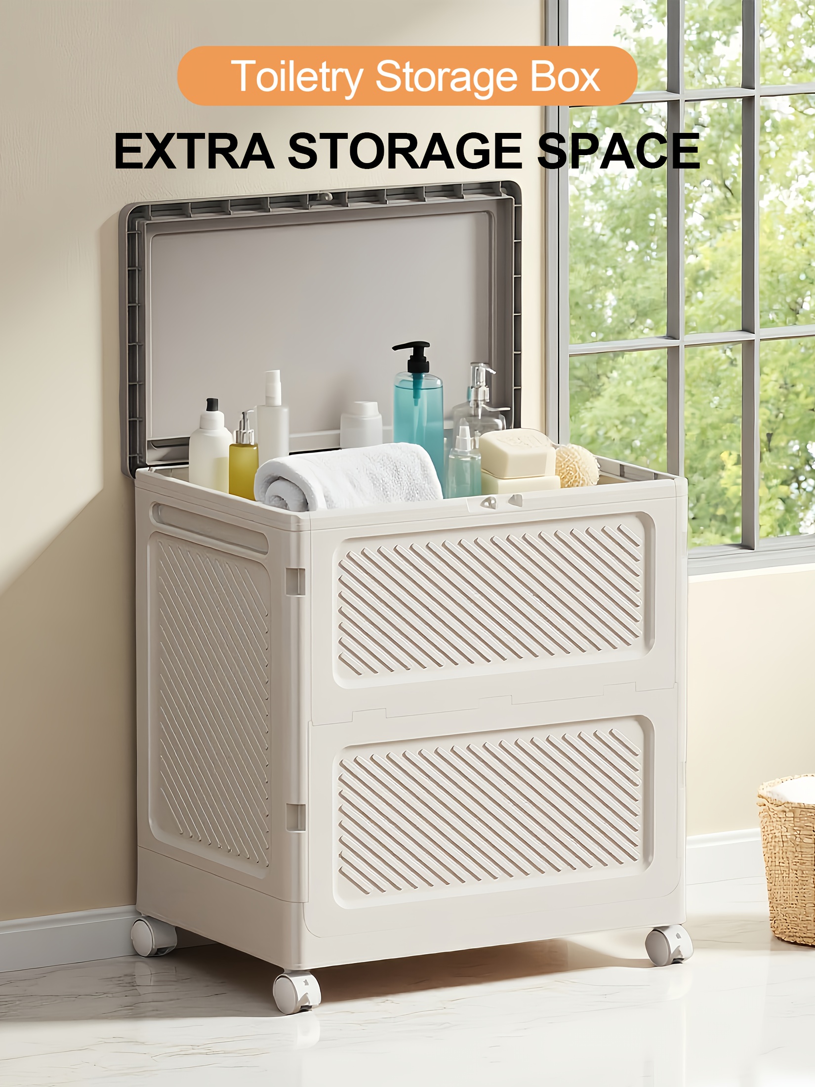 Large Capacity Waterproof And Dustproof Storage Box with Wheels, Multi Purpose Home Storage And Organization Solution Suitable for Bedroom, Living Room, Bathroom And Kitchen 13 Large Capacity Waterproof And Dustproof Storage Box with Wheels, Multi Purpose Home Storage And Organization Solution Suitable for Bedroom, Living Room, Bathroom And Kitchen