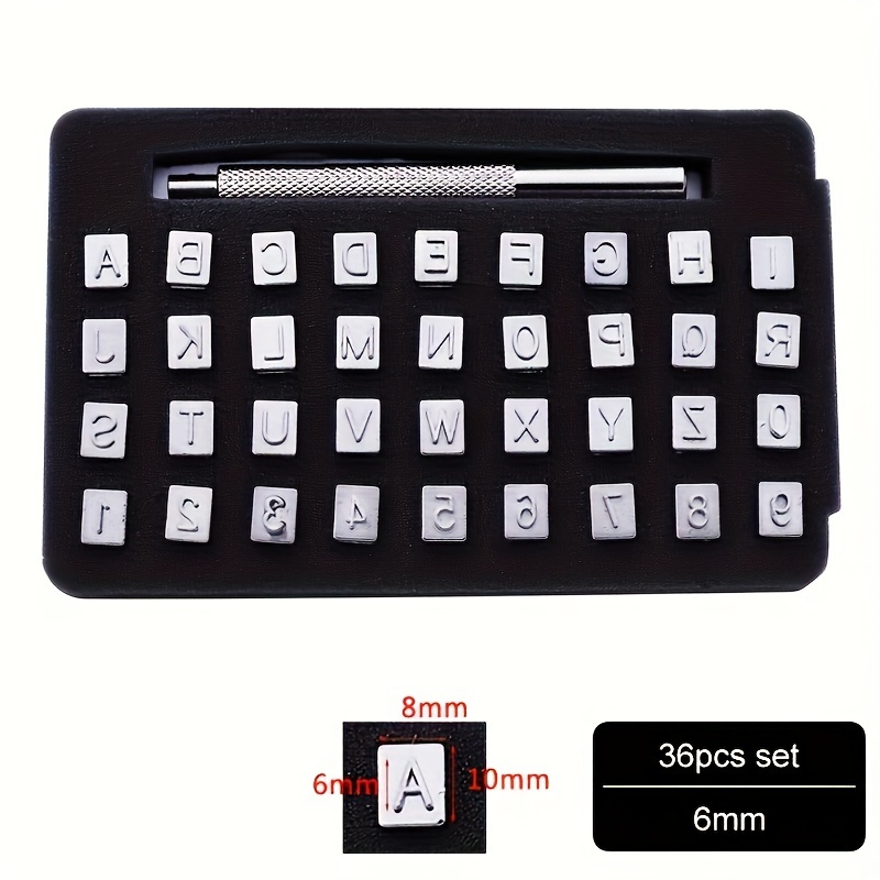E-shop 36-teiliges Leder Stempel Set, Stempel Stanz Set, Buchstaben Zahlen Stempel Werkzeuge, Lederhandwerk Schnitzwerkzeug Sattlerwerkzeug, Leder