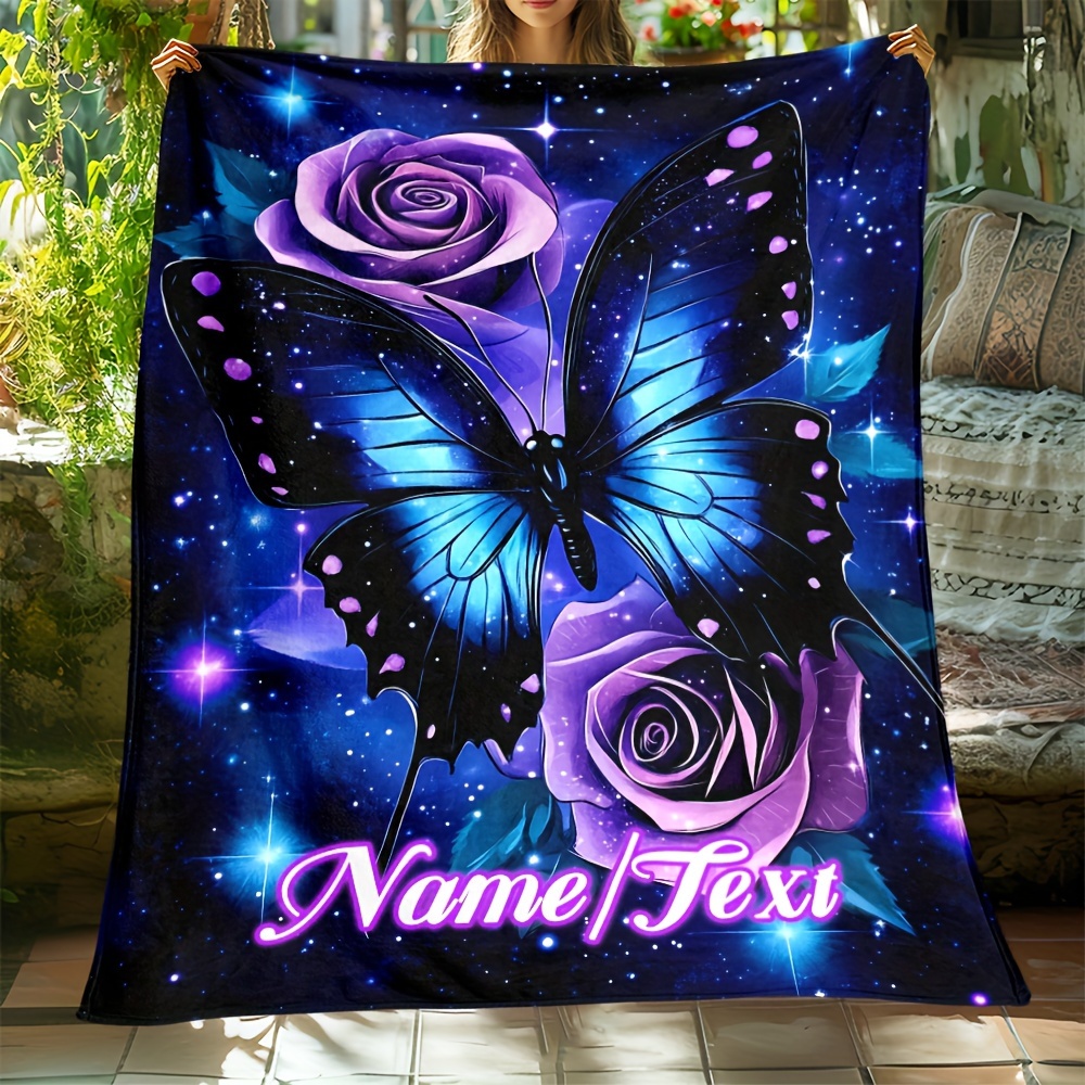 

1pc Personalized & Purple Blanket - , All , , Quilted, Knitted Polyester, 250-300gsm, For Sofa, Bed, , Camping, Office Chair - For Any