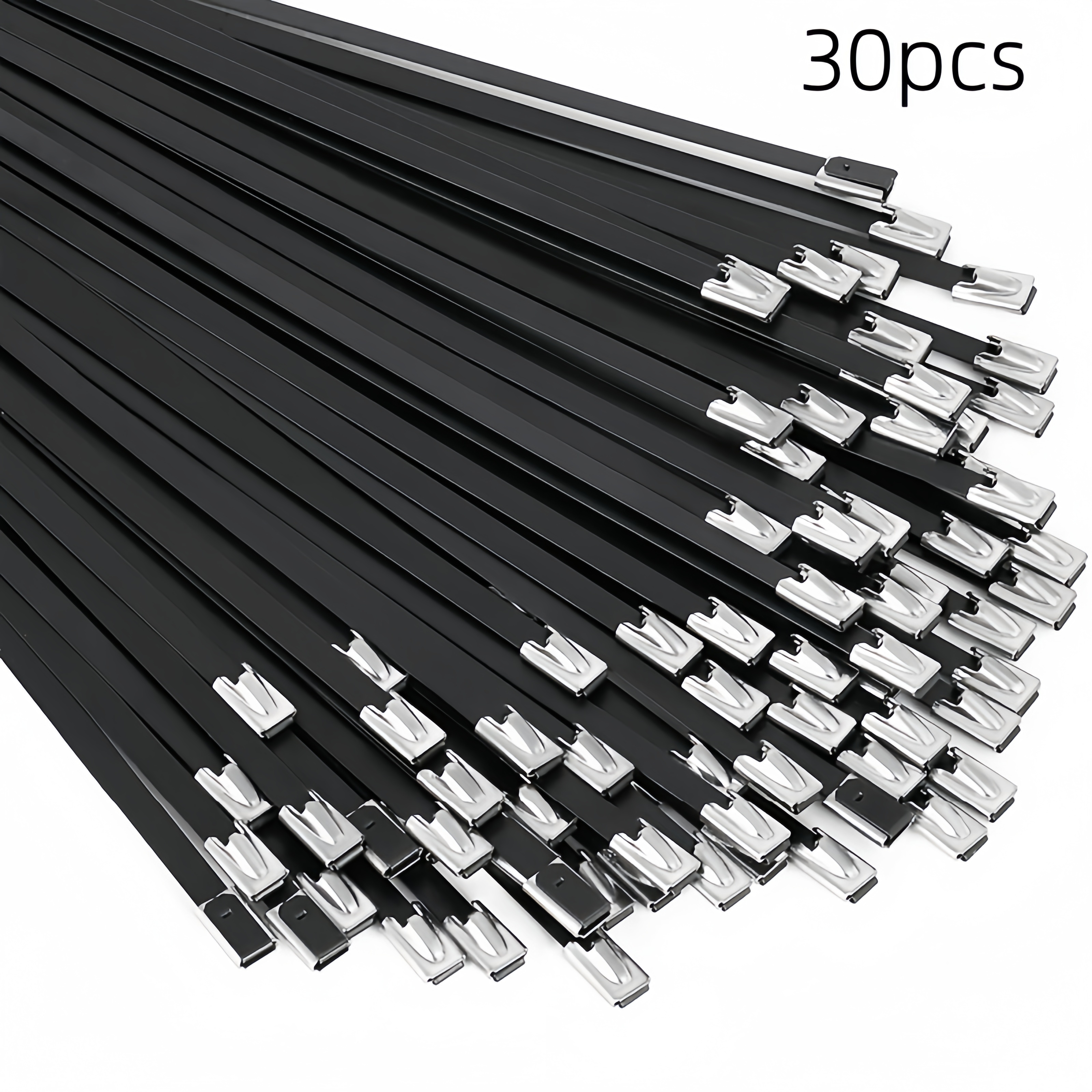 20/30pcs Black 304 Stainless Steel Zip Ties - Durable, Rustproof & Self-locking For Mechanical, Vehicle, Farm, Cable, Pipe & Outdoor Bundling