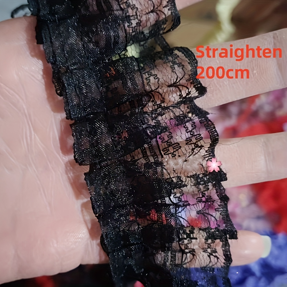 200cm Lace Double-layer Design, Optional Lace Pleated Lace Fabric, Suitable For Clothing, Home Textiles And Craft Decoration, Lace Fabric Handmade Decorative Supplies