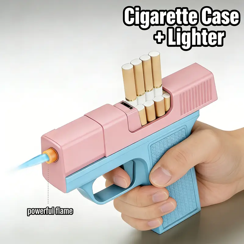 gun shaped lighter and cigarette case Unique Unusual Gun-Shaped with Integrated Lighter, Ignition Lighter, Only Pre Order , Delivery Time 15/20 days | Hoggars cigarette gun lighter case Windproof