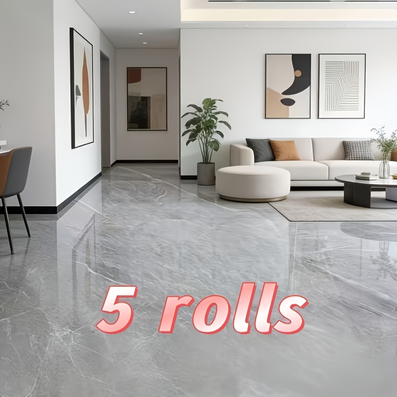 TEMU 5 Rolls (30.0cm X 3.0 Meters), Imitation Marble Pvc Waterproof Floor Sticker, And Clean, Self-adhesive, Non-slip And Wear-resistant For Living