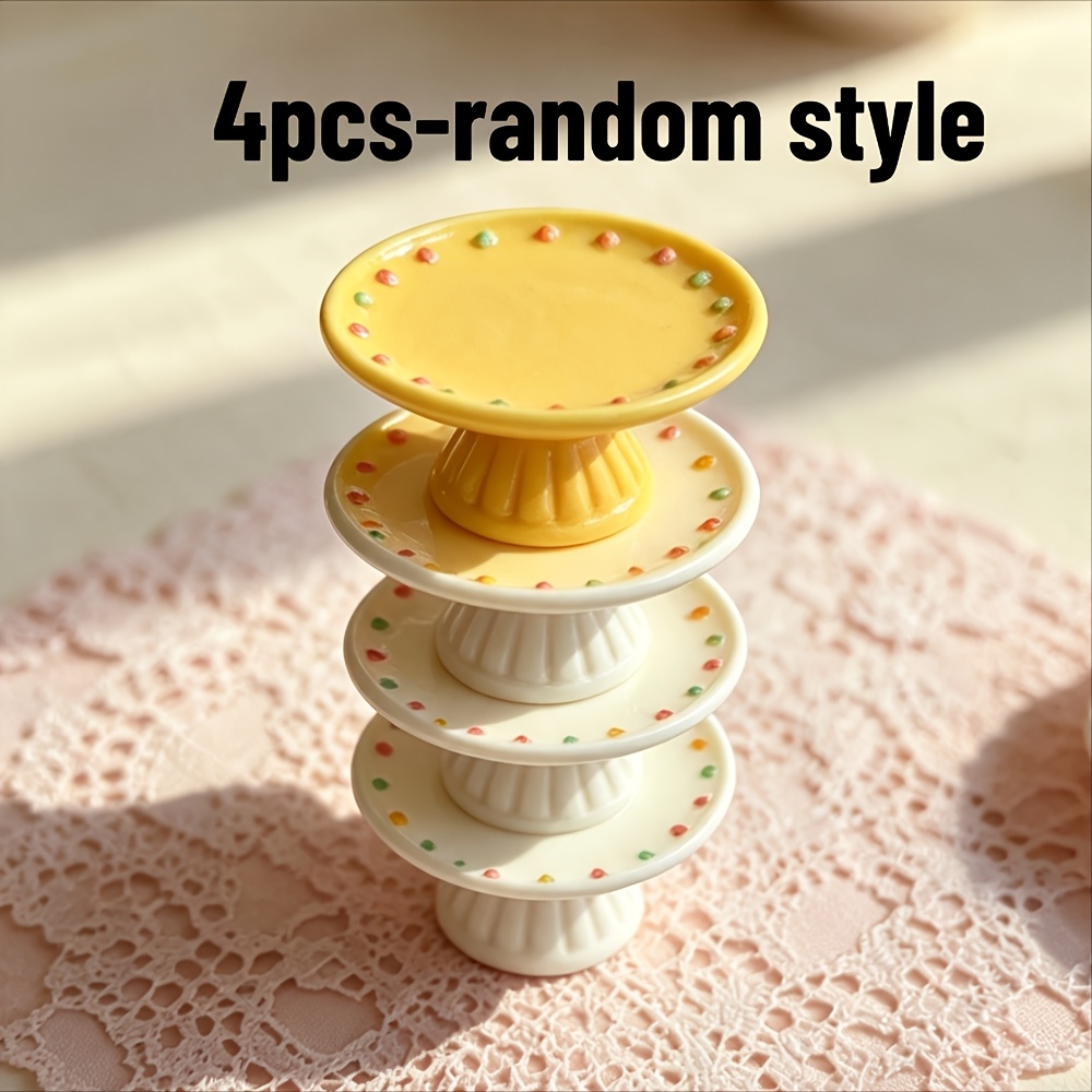 TEMU 4pcs Random Style Polka Dot Mini Base Tray, Not For Food Contact, Photography Props, Dollhouse Accessories, Diy Craft Decorations, Holiday Table