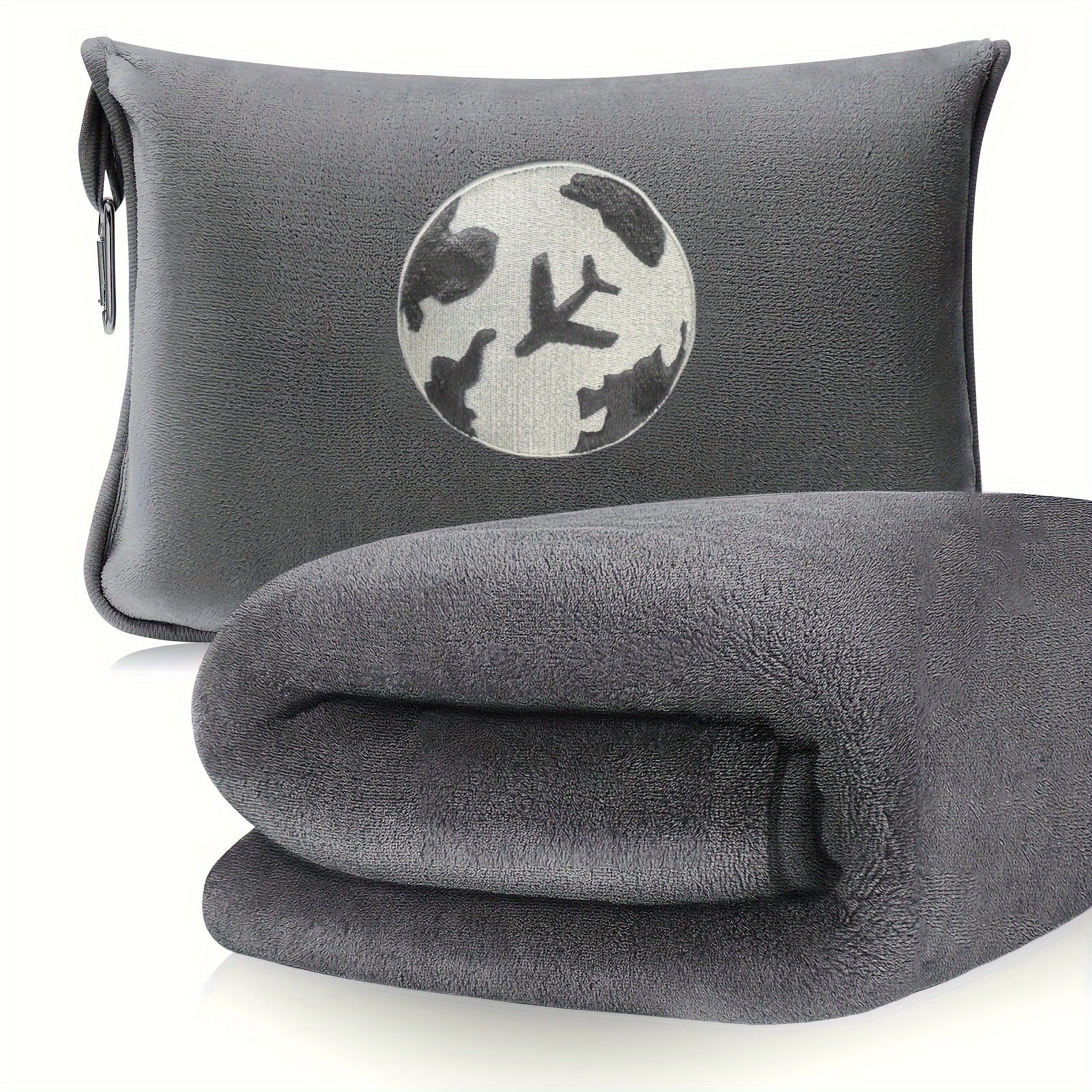Image of Super Soft Earth Pattern Portable 2-in-1 Airplane Bag With Soft Pouch Blanket Pillowcase Hand Luggage Cover And Backpack Clip For Traveling