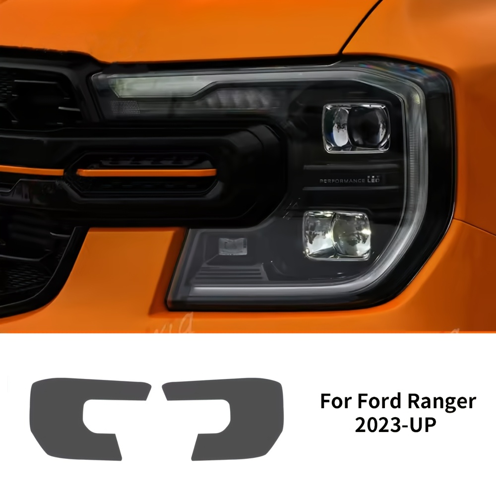TEMU 2pcs Transparent Protective Film For Car Headlights, Made Of Tpu, Smoked Black, For Ford Ranger T9 2023 2024 2025, Raptor, Additions