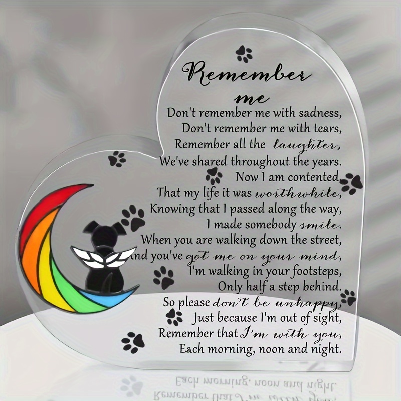 

1pc, Heart Shaped Pet Memorial Ornaments, Sympathy And Bereavement Gifts For Dog And Cat Lovers, Home Decor, Table Decor