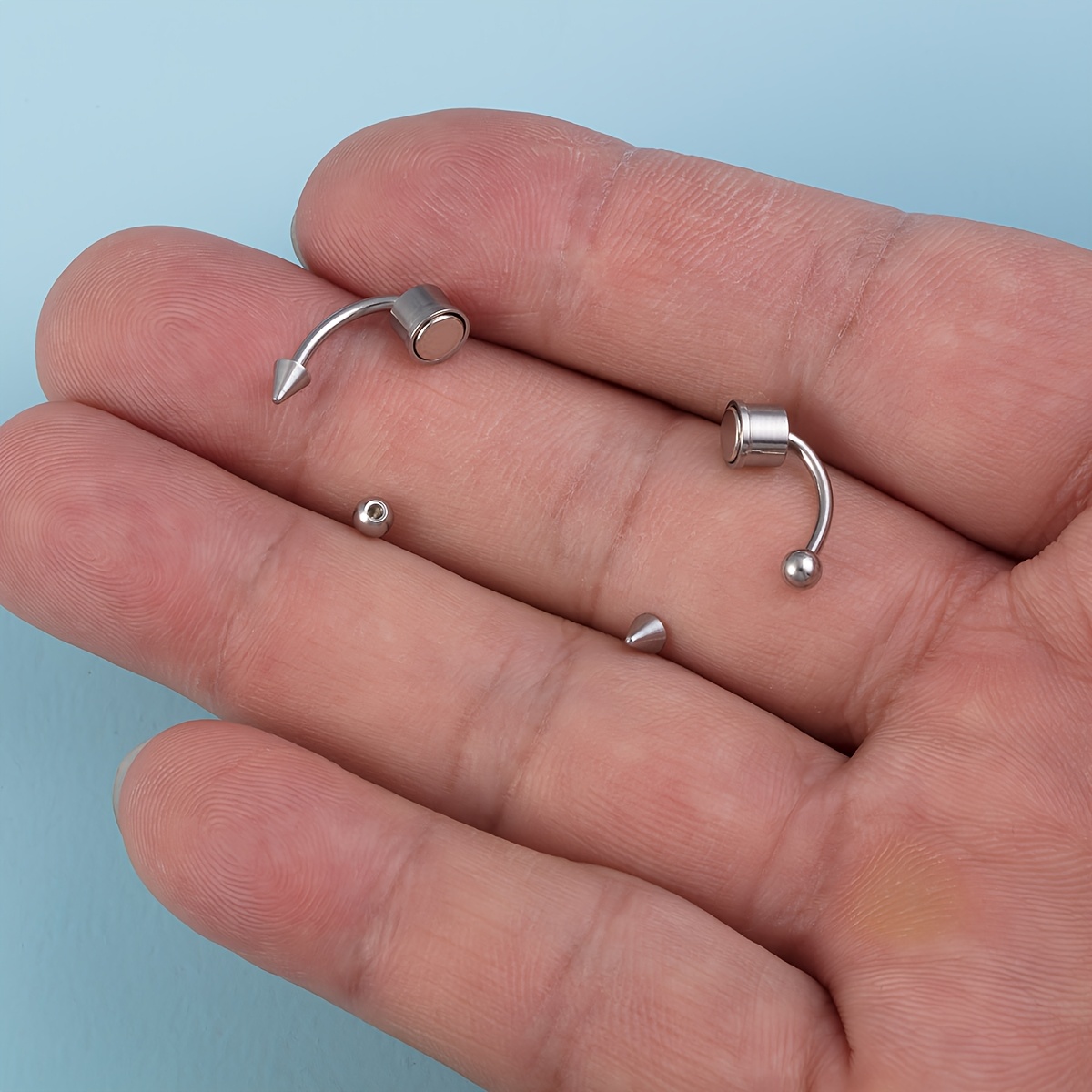 Set 3 Anelli Naso Retrò A Clip – Cerchi Punk Piercing Per Donna, Argento, Regolabile