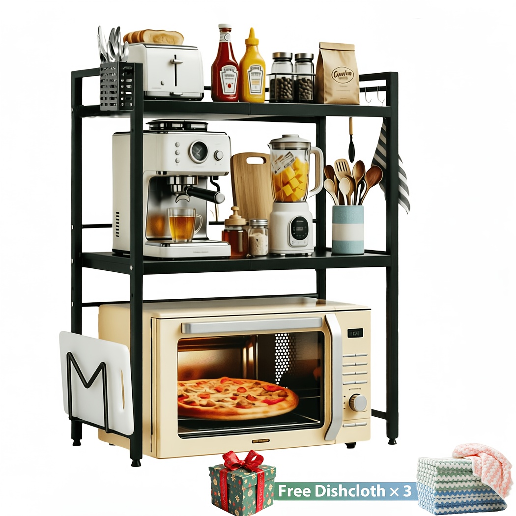 TEMU Adjustable Microwave Oven Rack Kitchen Storage Rack Vertical Oven Rack Baking Rack Suitable For Ovens, Bread Makers, Racks Height And Length