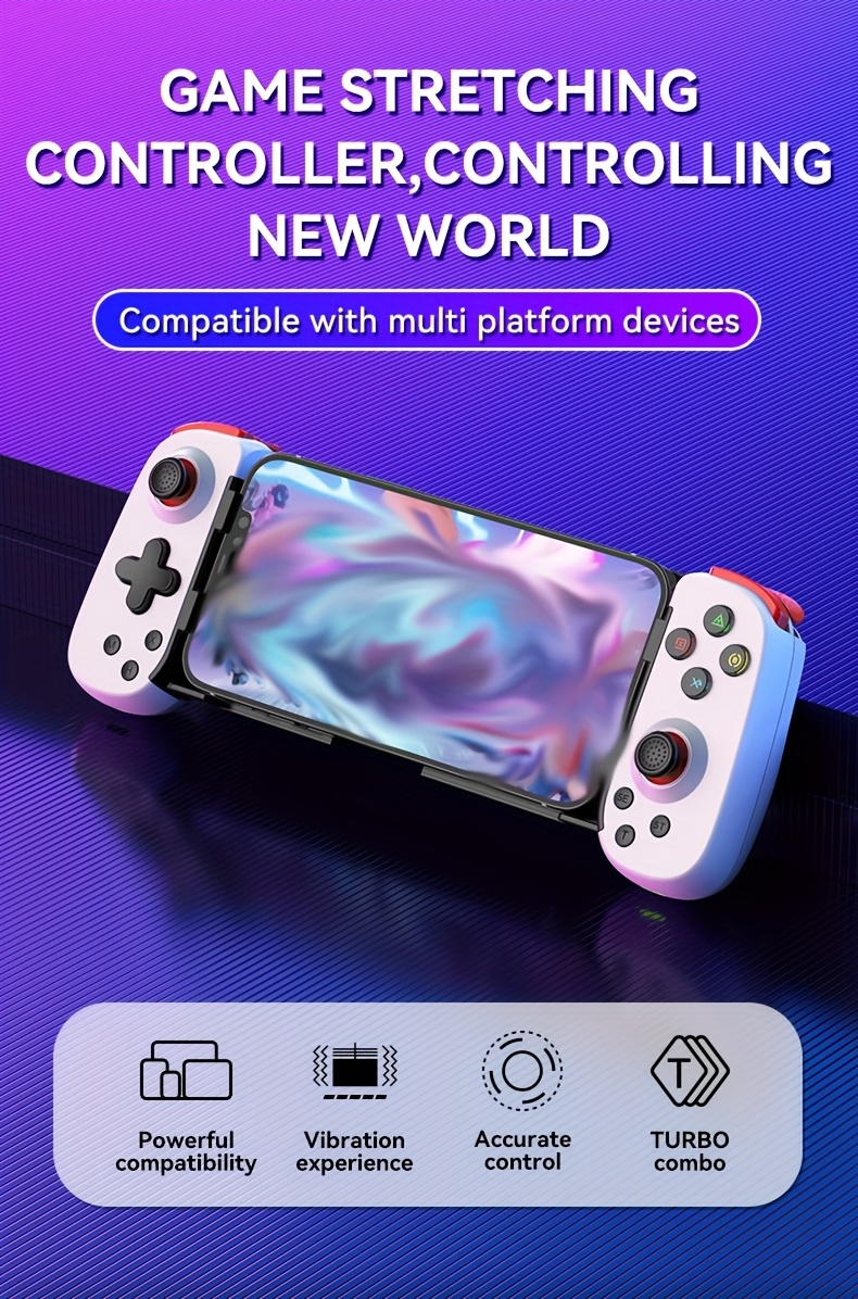 Wireless Dual Motor Vibration Game Controller with Carbon Film Joystick & Cool LED Backlighting - Compatible with Android, PC, Switch, iOS - Not for PS4, Rechargeable Lithium Battery, Multi-Platform Controller|Modern Gaming Controller|Dual Motor Vibration