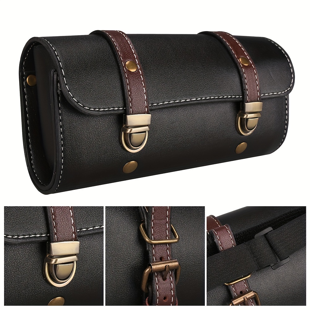 

1pc Motorcycle Fork Bag, Pu Leather Motorcycle Bag, Motorcycle Handlebar Tool Bag For Motorcycle Front Forks Handlebar,