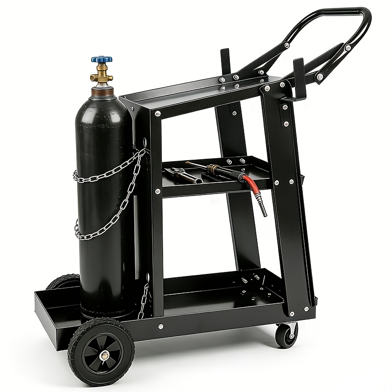 welding cart 3 tier welder cart heavy duty with 400 lbs weight capacity 360 swivel wheels tank storage safety chains rolling mig welder cart for tig arc mma plasma cutter welding machine