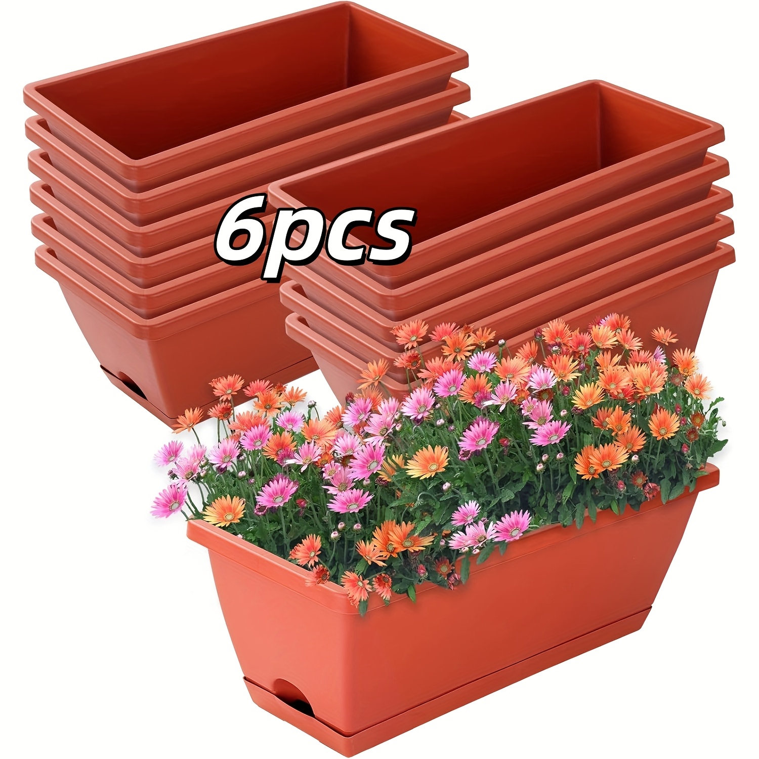 Vasi Da Fiori Da Appendere 2 Pezzi: Per Recinzione, Patio, Balcone – Colore Rosso Mattone