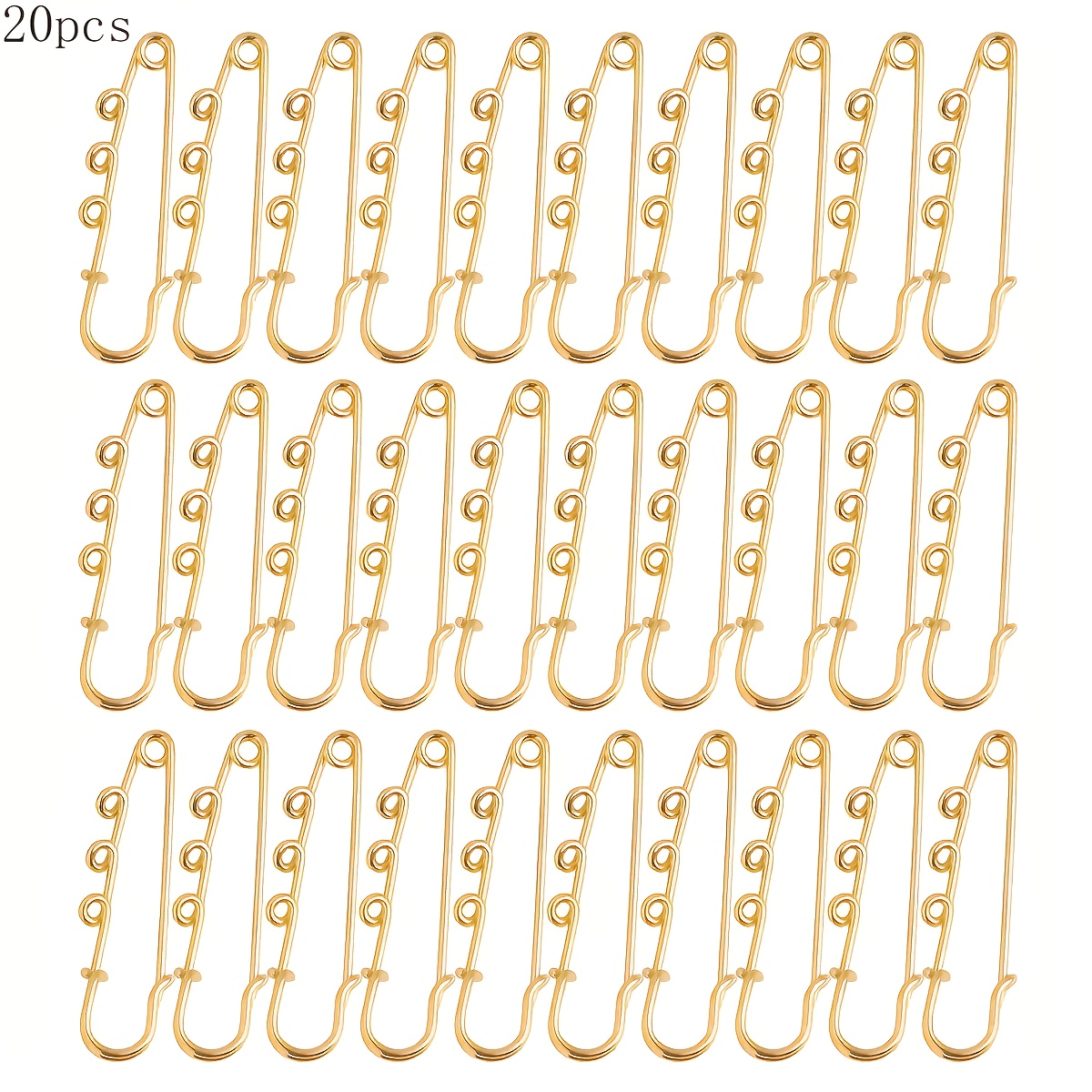 TEMU 20pcs Adjustable Three-hole Safety Pins - Jewelry Additions Design, Anti-exposure Back Pins For Clothing, Bags, Craft Supplies, Decorative