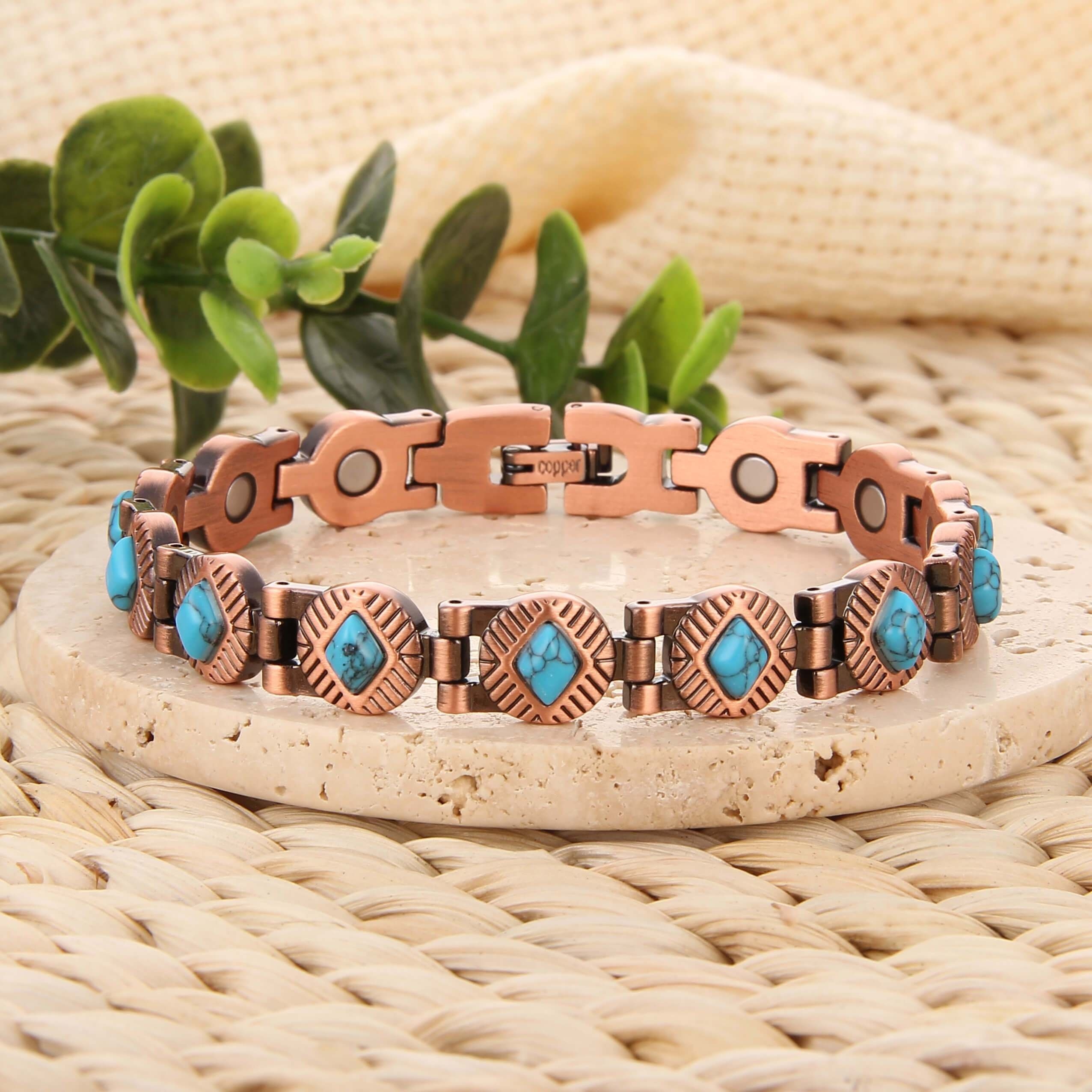 Magnetic Bracelet Copper Bracelet With Turquoise 1pc Copper