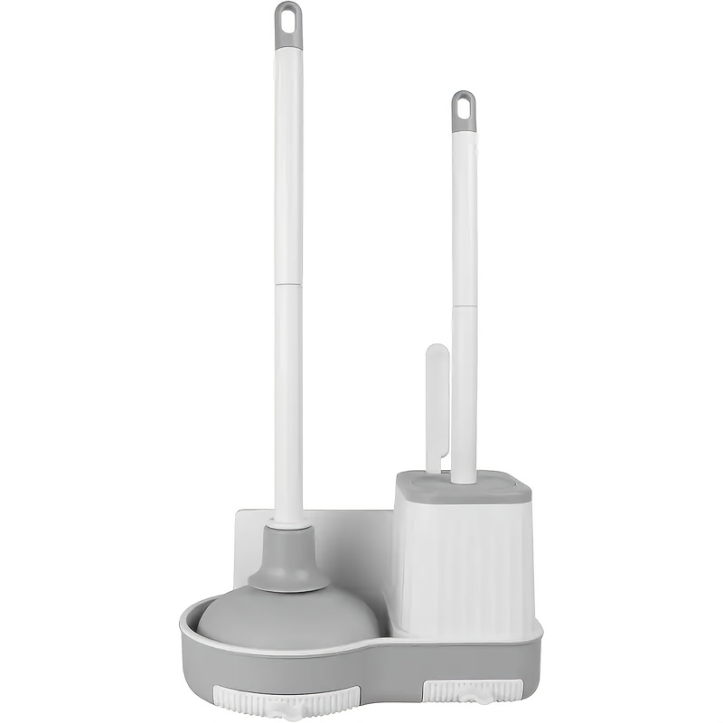 TEMU 3-in-1 Toilet Brush & Drain Set With Crevice Cleaning Brush - Wall-mounted, Reusable Bathroom Cleaning Combo Kit