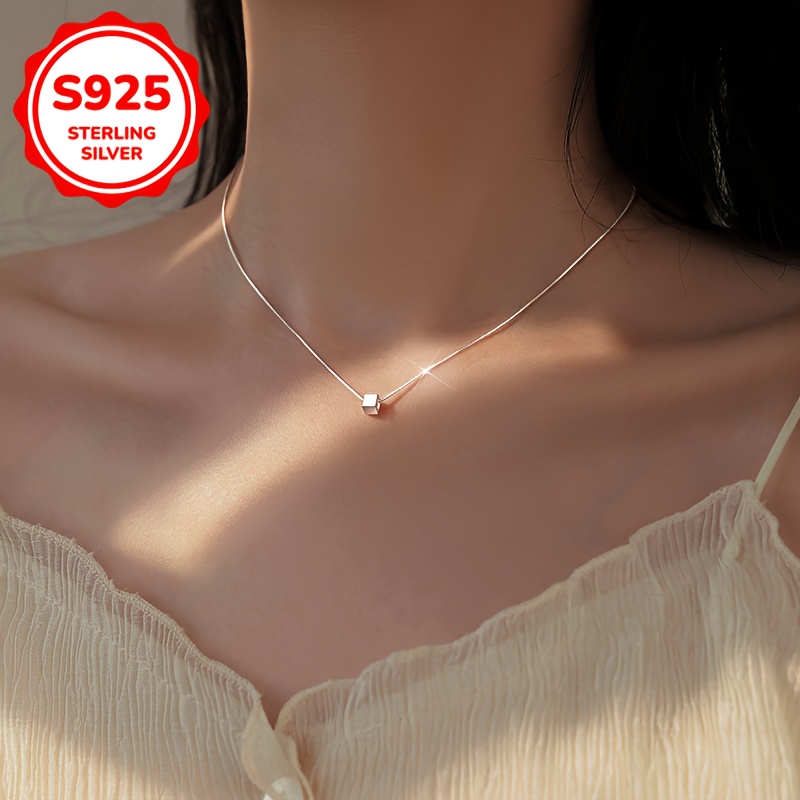 925 Silver Hypoallergenic Snake Bone Small Square Clavicle Chain