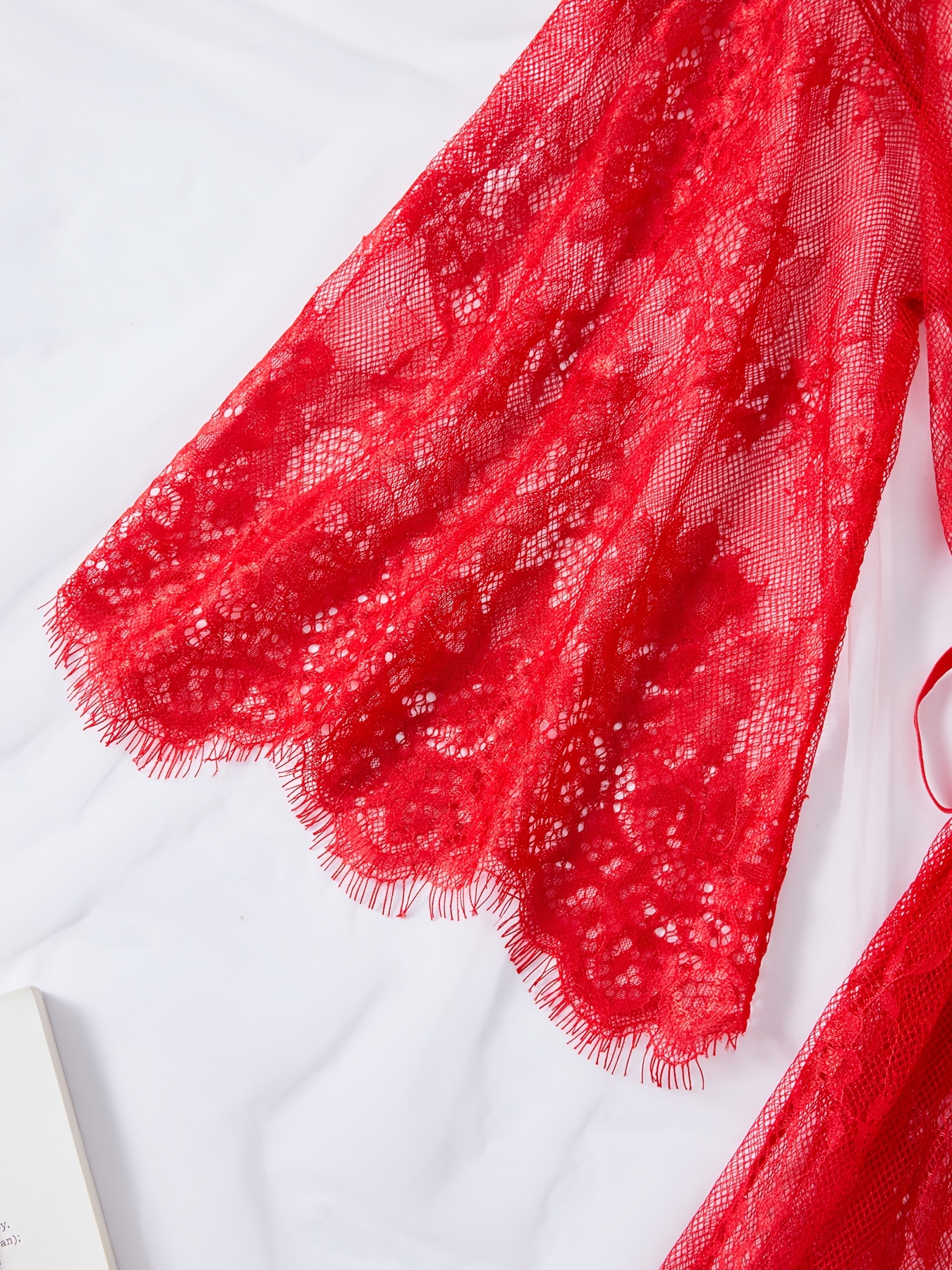 a lingerie robe set featuring eyelash lace wave decorations ribbons a   two piece outfit and a beautifully designed kimono bathrobe Product details 18