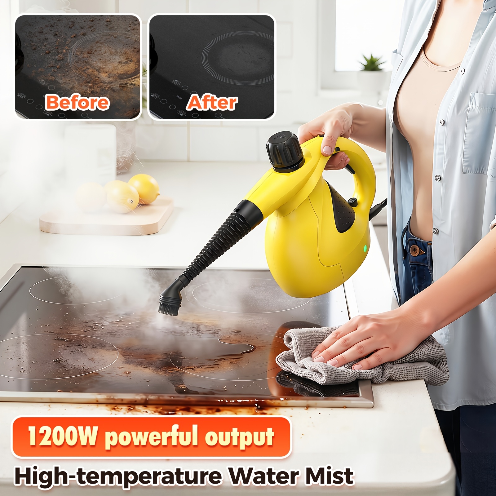 Lubluelu 1200w Pressurized Handheld Multi-surface Steam Cleaner With Safety Lock, Preventing Dry Burning, Steamer For Home Use, Steamer For Cleaning Floor, Upholstery, Grout And Car