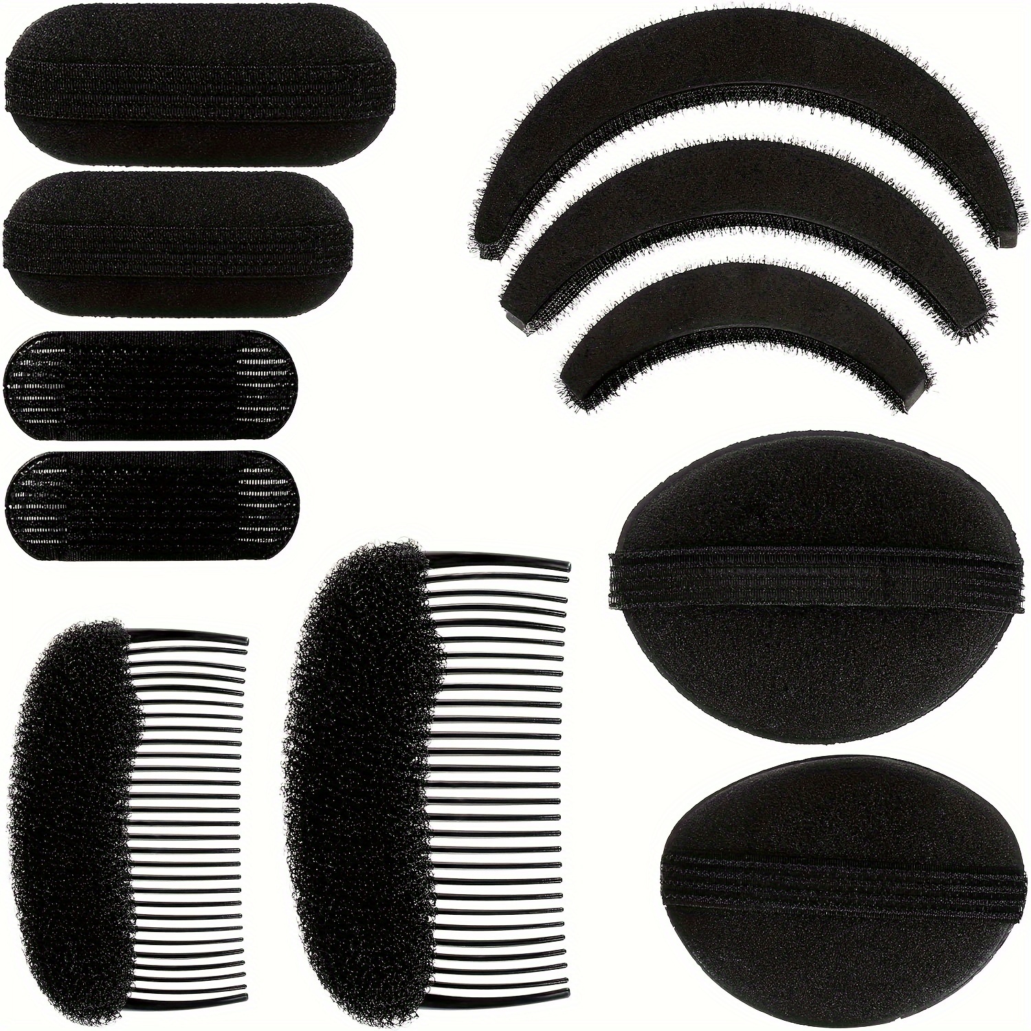 

11pcs Elegant Sponge Volume Hair Bases Set, Bump It Up Insert Pads And Combs, Hair Styling Clips, Sponge Hair Bun Accessories, Diy Updo Tools For Women And Daily Use