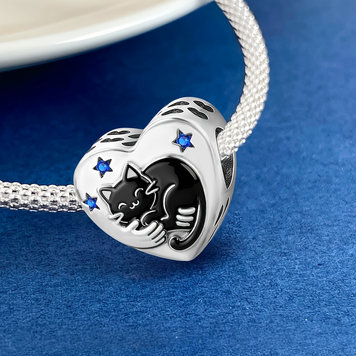 Silver Plated Cute Cat Pendant for Bracelet & Necklace