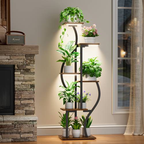 1pc indoor plant stand lights 6 tier corner small display stand 53 multi functional metal shelf for plants curved shaped plant shelf for living room balcony multiple home decor good gift for her