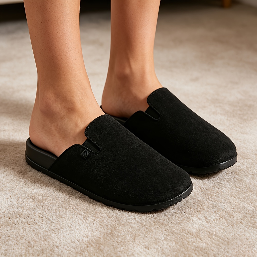 TEMU Smalleyes Round Toe Wide Last Thin Sole Men's Mule Slippers Early Summer Men's Short Distance Vacation Wear Item Semi-slip Structure For And Off
