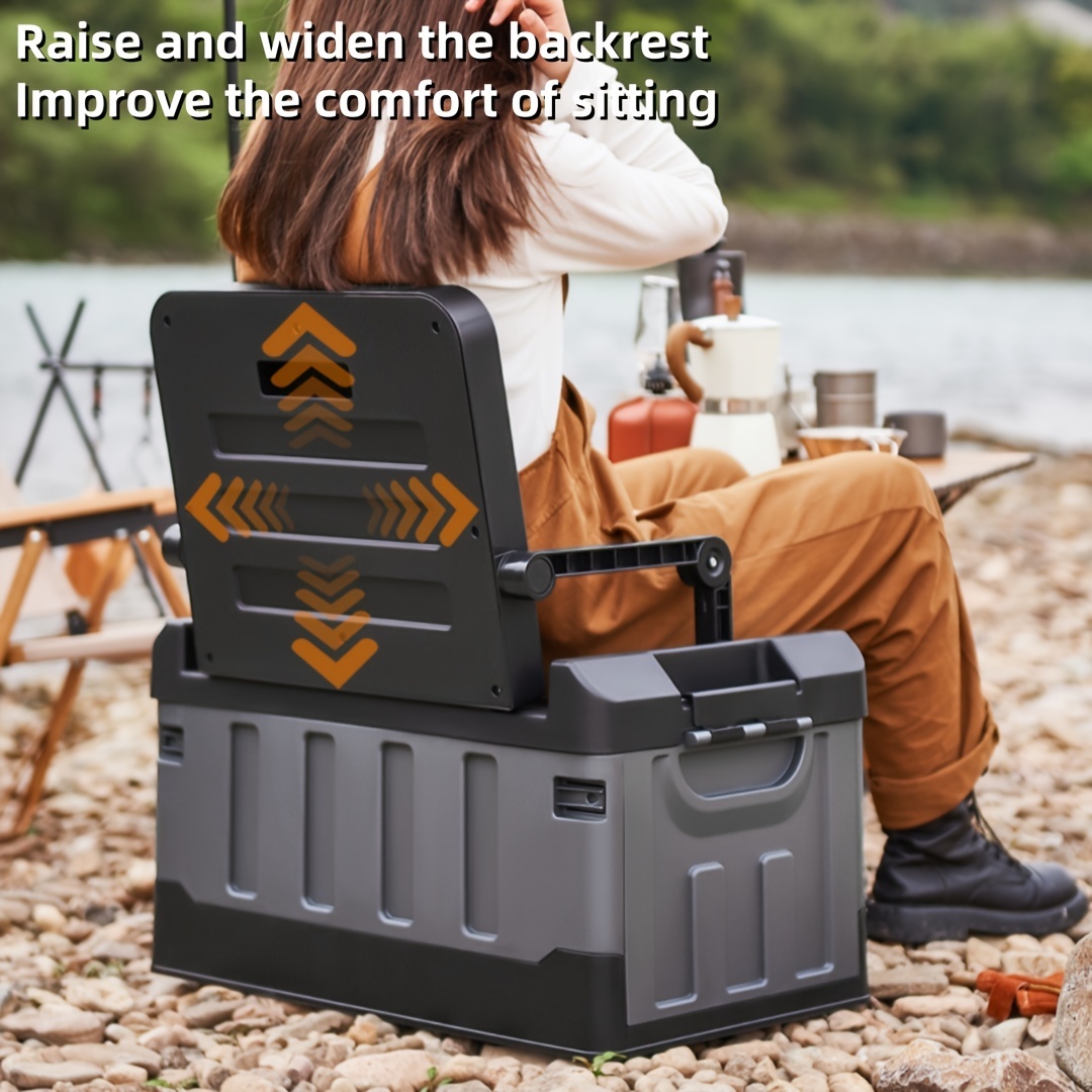 backrest seat type folding storage stool outdoor car fishing stool with storage function   camping fishing hiking and outdoor long distance travel details 2